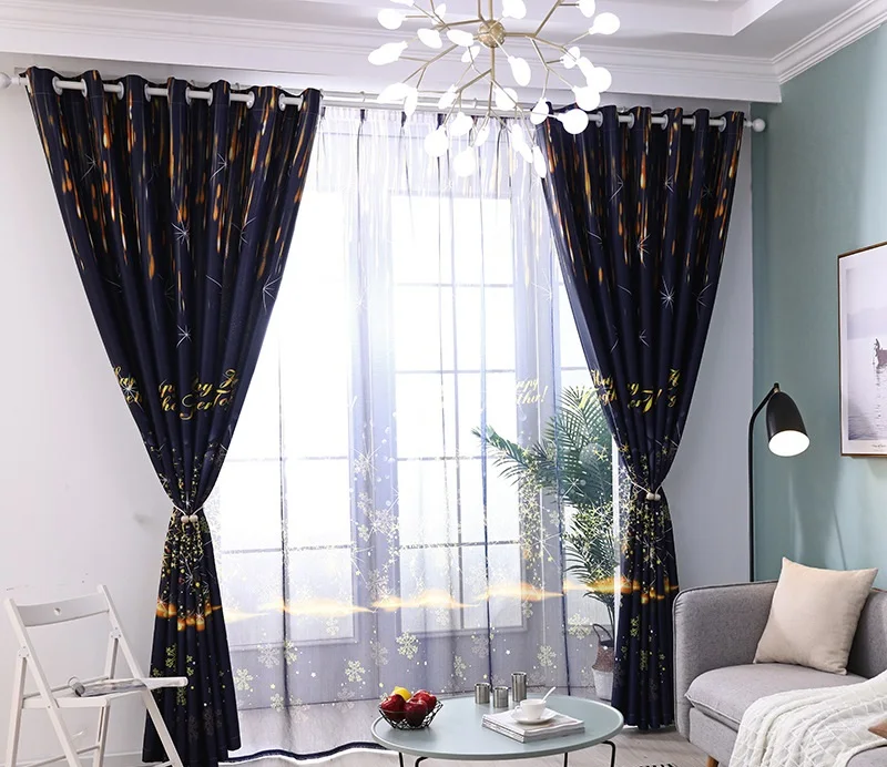 Современные Простые затемненные шторы с принтом звездного оленя для гостиной