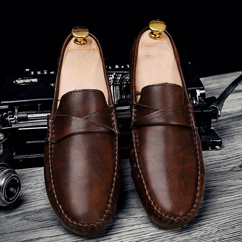 

Мокасины мужские кожаные для вождения, удобные лоферы, без застежки, уличная модная повседневная обувь