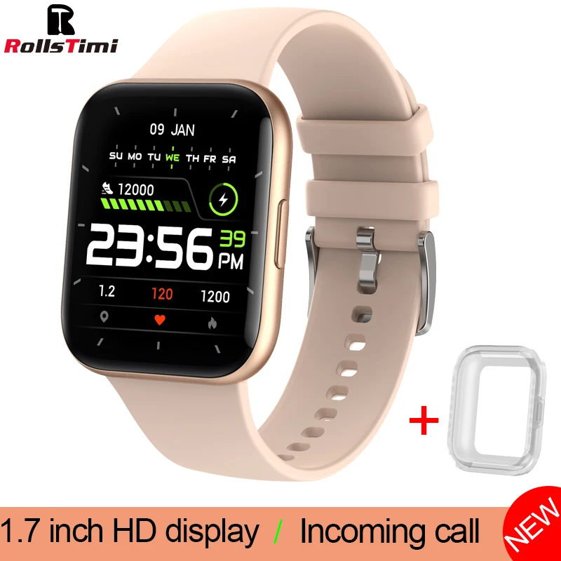

Rollstimi Smart Uhr Männer 1,69 Zoll Herz Rate Monitor IP67 Wasserdichte Frauen smart armband Fitness Tracker für iPhone IOS