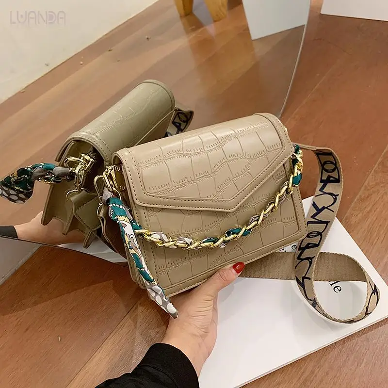 

Хит продаж, сумка для девушек, Женская Классическая однотонная сумка, женский шарф, сумка через плечо из искусственной кожи