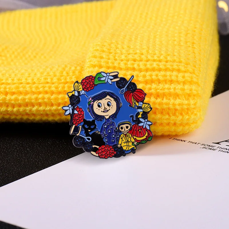 Милая эмалированная штифтовая булавка Coraline для девочек аниме Фанаты