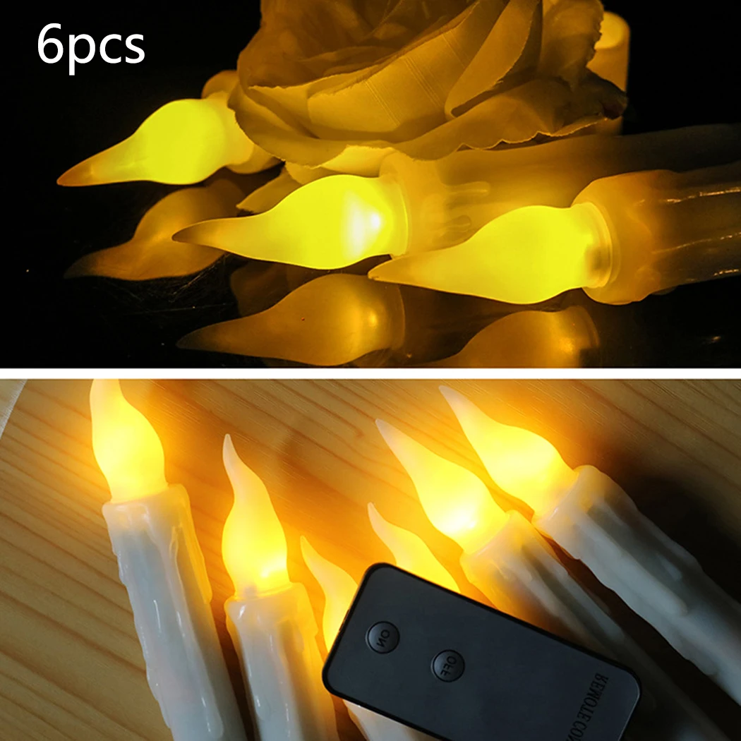 

6PCS 16.51cm*2cm Long Candles Flameless LED Taper Candles Lights Long Bar Remote Control Battery Operated