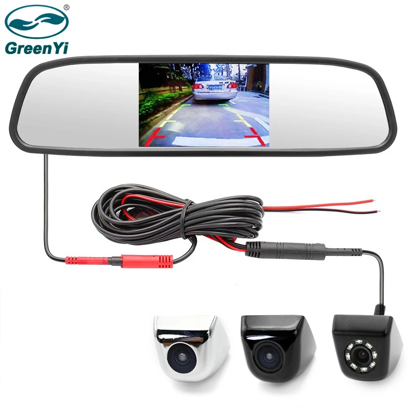 GreenYi HD 4 3 дюймов автомобиля Зеркало для контроля уровня сахара в крови с заднего