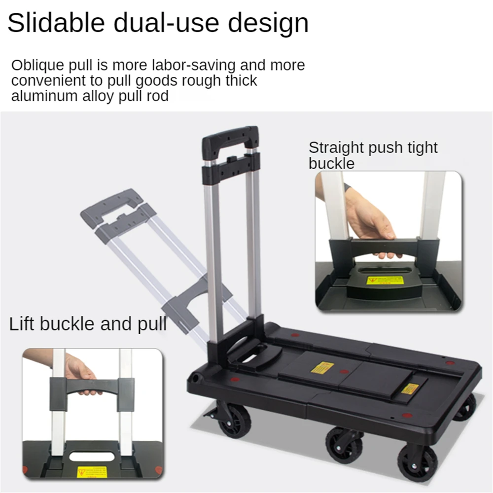 

6 Wheels Folding Hand Truck 540lbs Heavy Duty Trolley Cart Fold Up Luggage Utility Dolly Stretchable Platform for Home Office