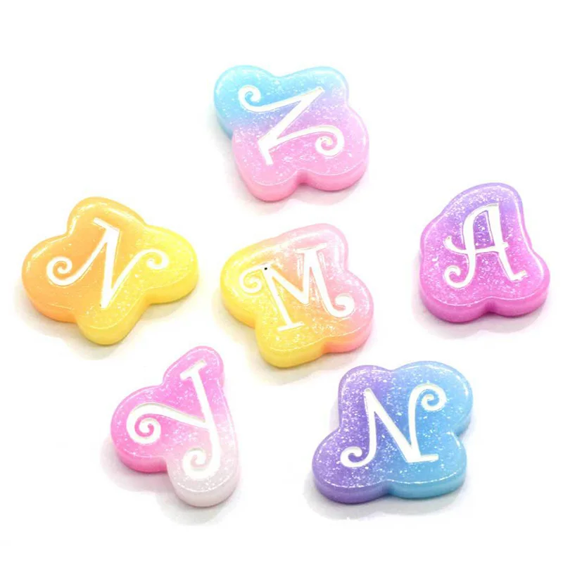 

10 шт. градиентные цветные буквы плоские с задней стороны кабошон кавайный планарный Скрапбукинг Ремесло подходит для украшения телефона DIY ...