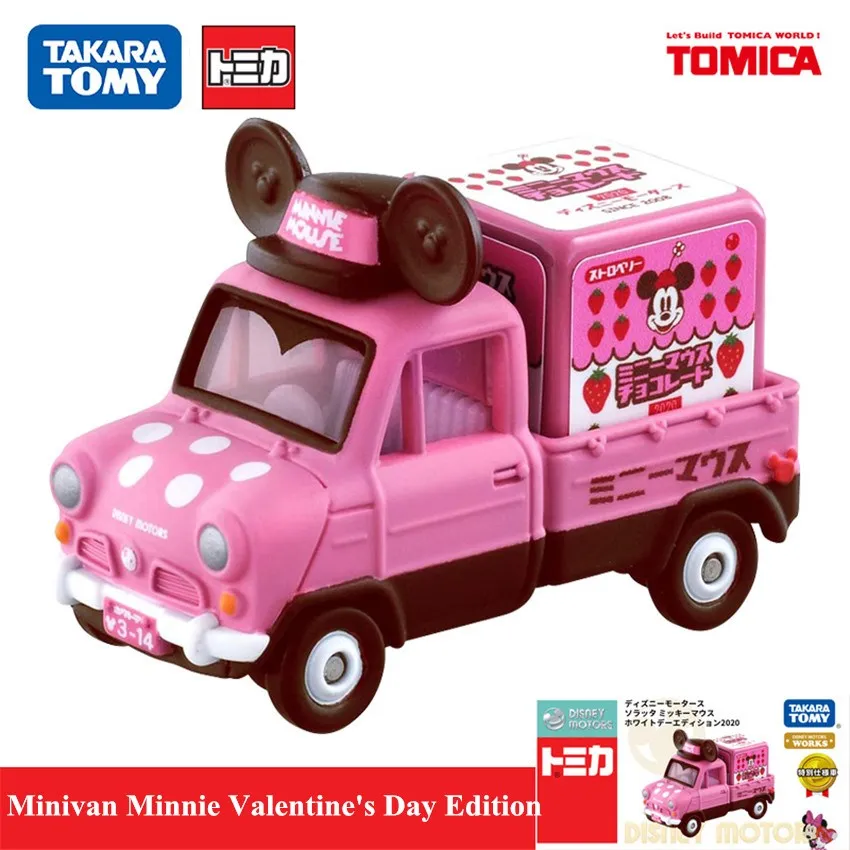 

Original Tomy Mini Disney Cartoon Minivan Minnie Valentine Day Edition Alloy Diecast Metal Collection Model Toy For Baby 146407