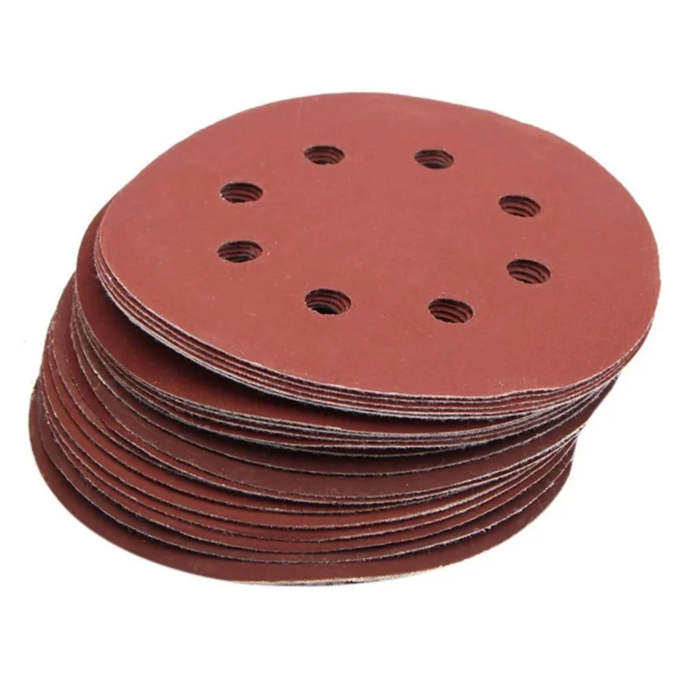 Discs Sandpaper Grit 40-2000 Hook&Loop Round Sandpaper 20pcs 8Hole Duable