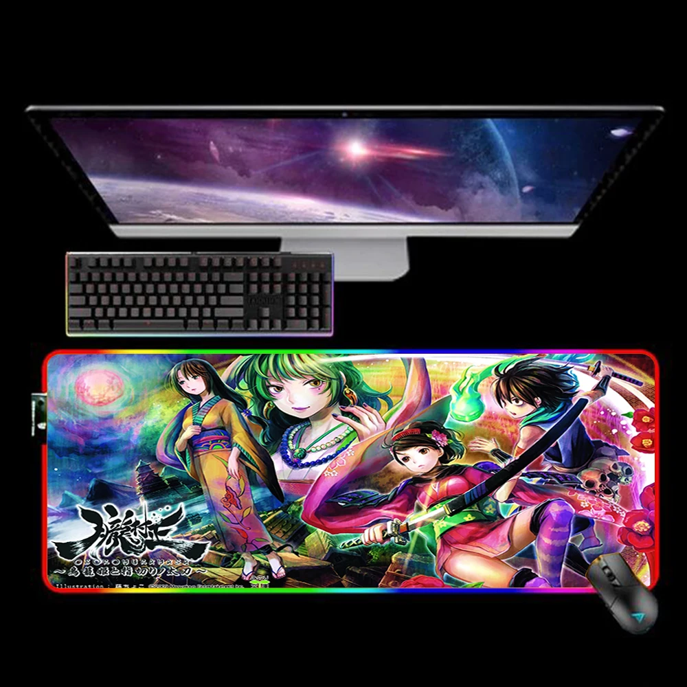 

RGB Anime Wii Muramasa The Demon Blade Mouse Pad XXL Mousepad Mause Pad Rubber No-slip with Backlit Tapis De Souris Mouse Mat