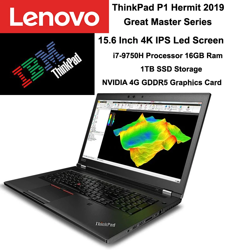 Высокая-конец lenovo ноутбук ThinkPad P1Hermit/гроссмейстер 15,6 дюймов FHD i7-9750H 8 ГБ 1 ТБ 4 Гб GPU ThunderBolt 3,0