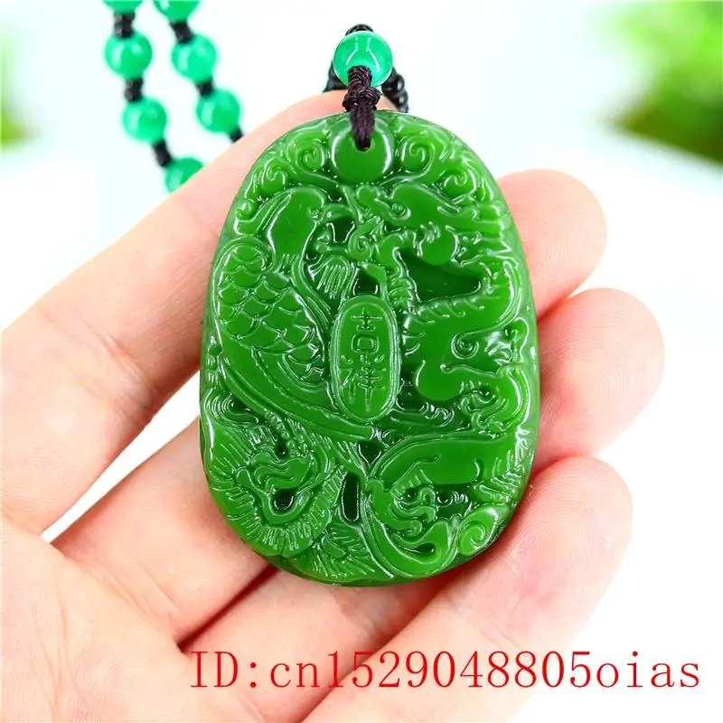 Зеленый Нефритовый дракон феникс кулон для модных подарков очарование резное