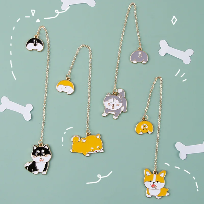 

1pc Kawaii Puppy Shiba Inu Husky Dog Metal Bookmark Marker of Page Student Stationery Gift