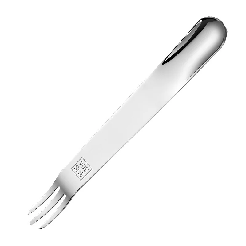 

2Pcs Stainless Steel Spoon Fork Cutlery 2 in 1 Multifunctional Dinner Fruit Noodle Cake Dessert Ice Cream Kitchen Food Appliance