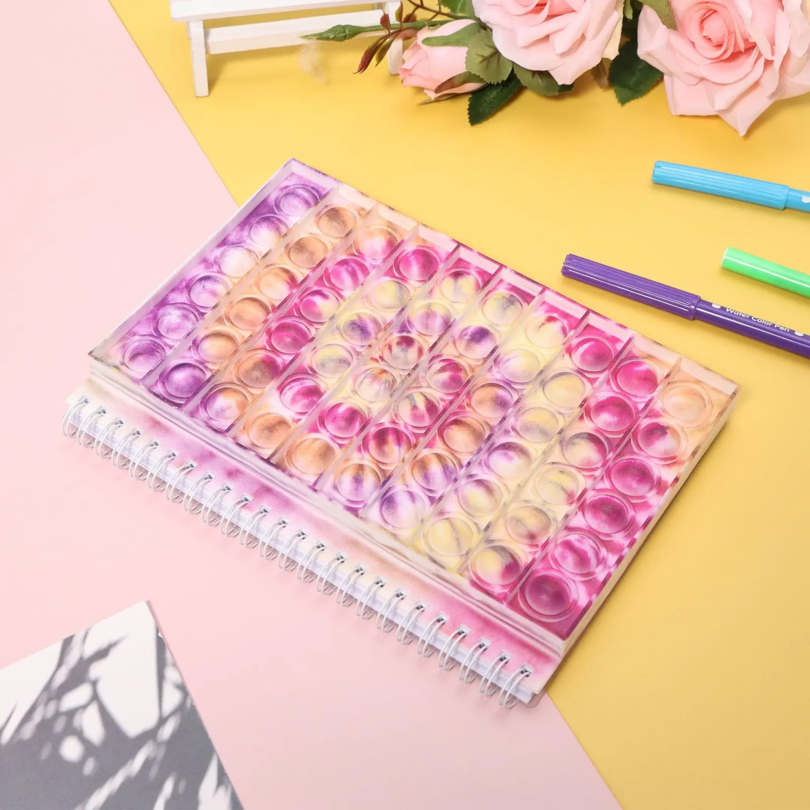 New A5 Tie-dye Pop Its Notebooks Bubble Fidget Sensory Mini Writing Notebook Student Educational Supplies School Kid's Gifts |