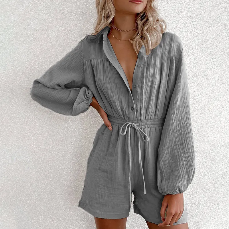 Летний повседневный комбинезон из хлопка и льна верхняя одежда женский на