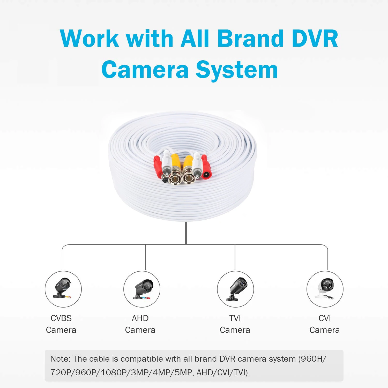 Кабель BNC cableVideo 5 м 10 20 30 40 50 для аналоговых AHD CCTV камер видеонаблюдения комплект