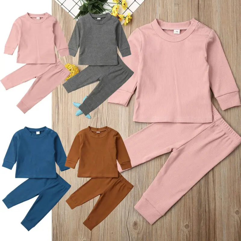 

2Pcs Newborn Baby Boys Girls Cotton Clothes Sets Solid Color Long Sleeve Pullover Tops +Pants Clothes Outfits Baby Boy Girl Set