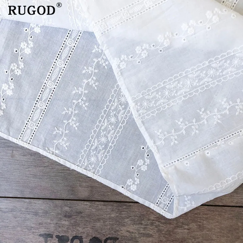 RUGOD, Корейская элегантная женская блузка с цветочным принтом, винтажные рукава-фонарики, кружевные белые милые женские рубашки, повседневные женские Топы modis