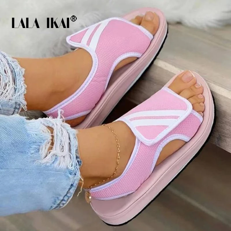 Сандалии LALA IKAI женские на платформе эластичные босоножки липучке удобная