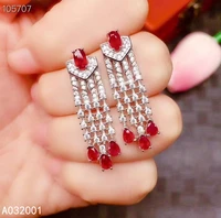 kjjeaxcmy fine jewelry natural ruby 925 sterling silver women earrings new ear studs support test elegant