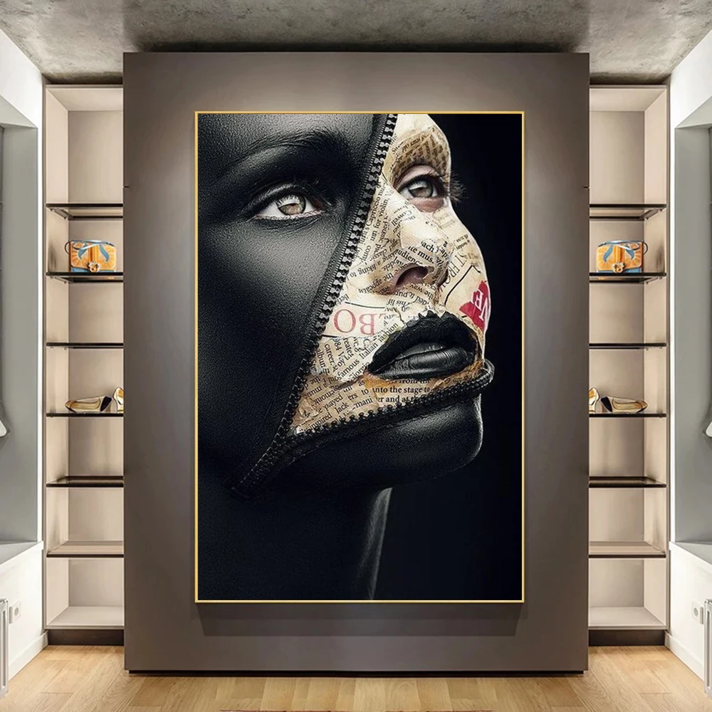 

Sexy Model Newspaper Cover Face Canvas Painting Creative Posters Prints Wall Art Pictures for Living Room Home Decor Cuadros