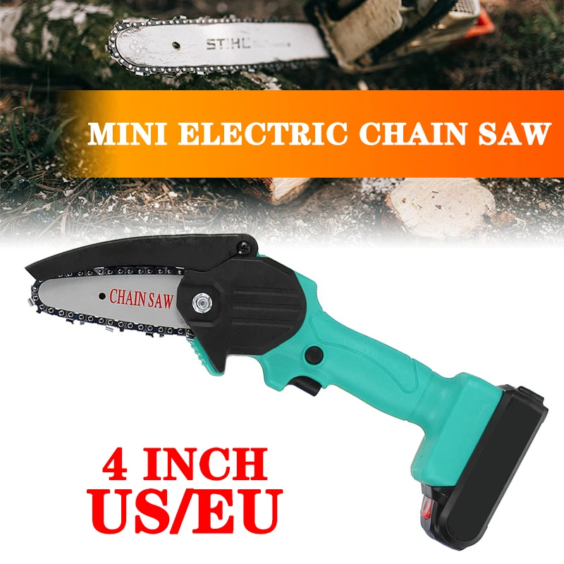 

4 inch Electric Chain Saws Wood Cutting Pruning ChainSaw Woodworking Garden Tree Logging Trimming Saw With Lithium Battery