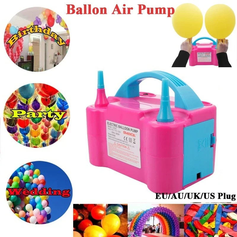 

Portable Double Electric Balloon Air Pump Inflator Dual Nozzle Blower With AU/UK/US/EU Plug