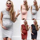 Летнее Платье для беременных женщин модное однотонное Платье без рукавов для беременных повседневное мягкое удобное Платье средней длины