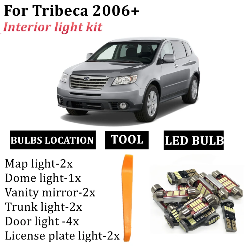 

13x Car LED Light Bulbs Interior Package Kit For 2006-2011 2012 2013 2014 Subaru Tribeca Map Dome Trunk License Plate Light Lamp