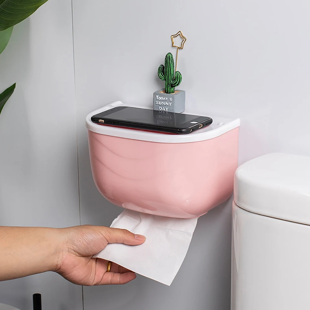 

Paper Holder For Toilet Waterproof Wall Mounted Toilet Paper Tray Roll Paper Tube Storage Box Bathroom Tray Tissue Box Shelf