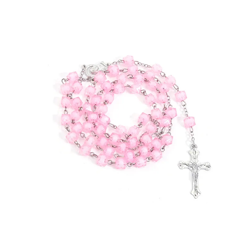 Новый стильный Кристалл крест ожерелье из бисера. Синий кристалл четки бусин