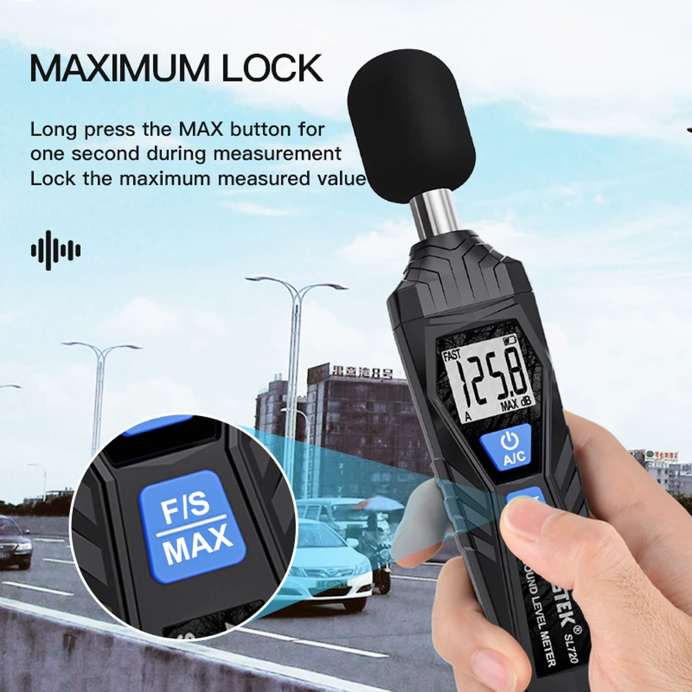 Mestek Шум детектор SL720 30 ~ 130dB измерительный метр инструмент мини аудио измеритель