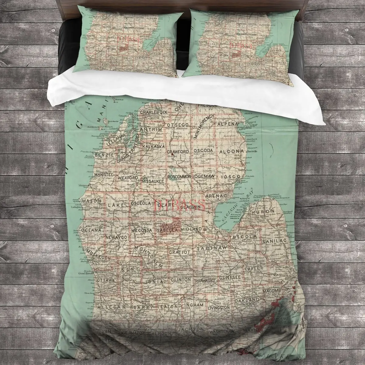 

Винтажные комплекты постельного белья с картой Мичигана (1888)