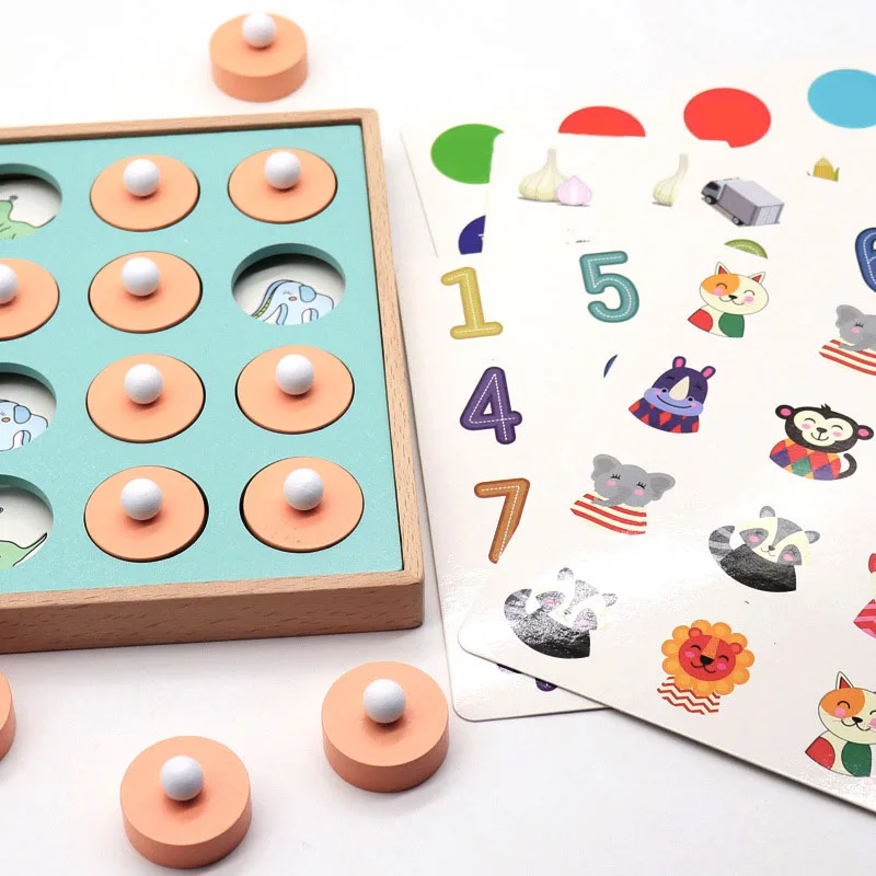

3D Child Memory Match Chess Game Toy Set Puzzle Wooden Casual Game Puzzles Toys Kid Early Montessori Educational Interaction Toy