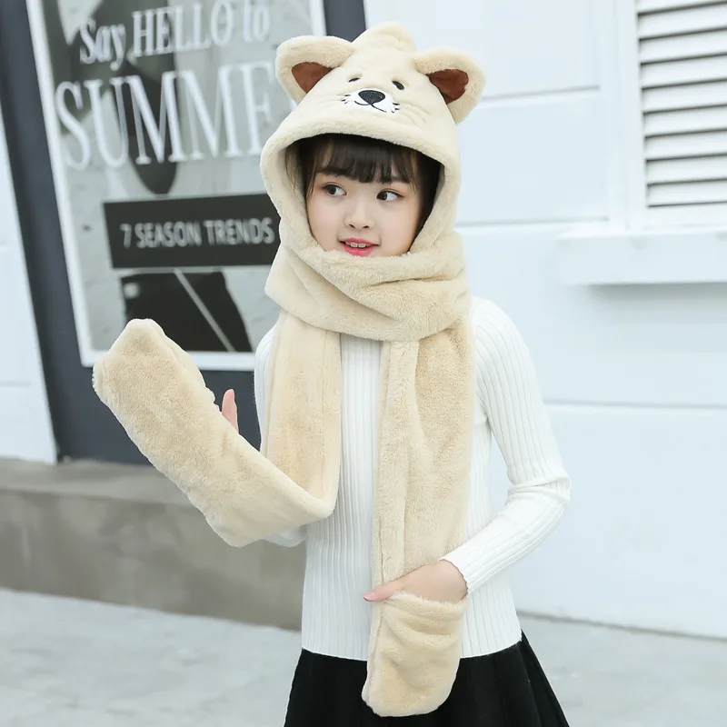 Детские зимние шапки с плюшевой пандой и поросенком шарф перчатки комплект 3 в 1