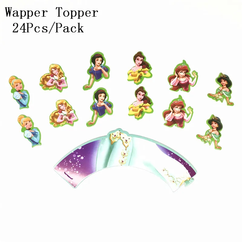 24 pcs/pack Disney Princess Frozen Mickey Mouse Theme Birthday Party Cartoon Cupcake Wrappers Toppers Cake Decorations Supplies | Дом и сад