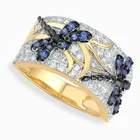 Прекрасное дополнение к любому синий стрекоза насекомые инкрустированный кристаллами циркония сплав женское кольцо для женщин вечерние ювелирные изделия аксессуары