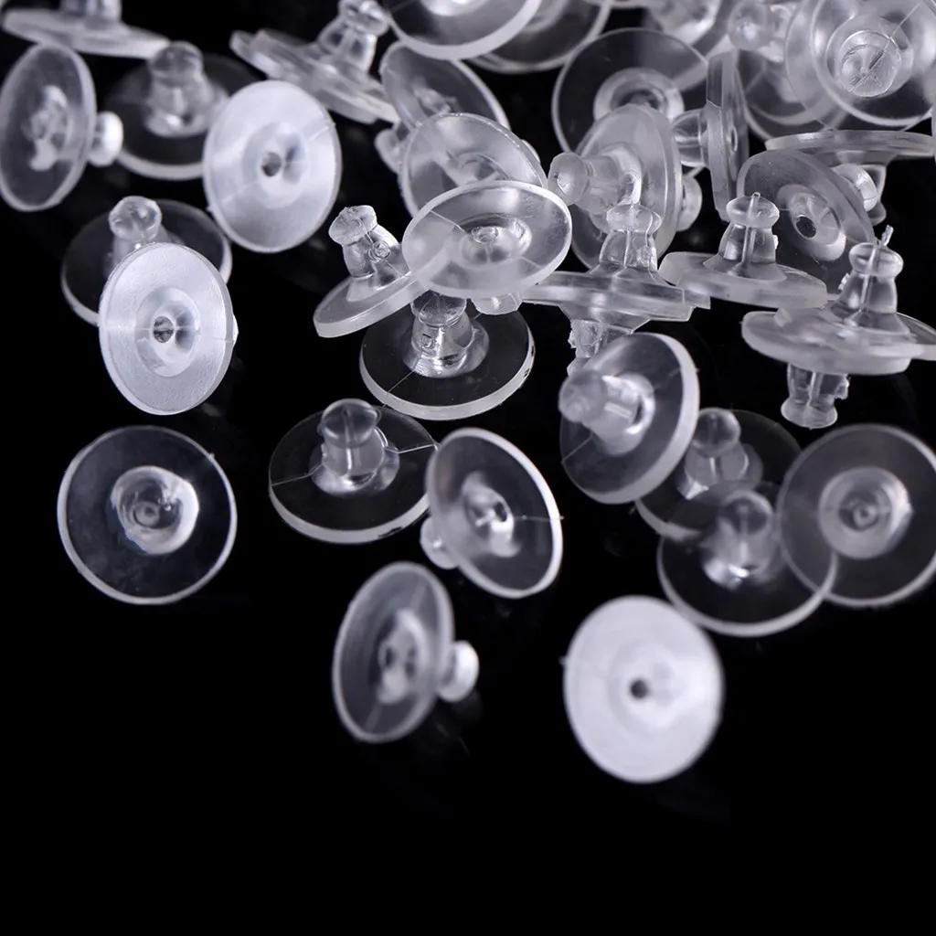 

200pcs/lot Clear Soft Silicone Rubber Earring Backs Safety Bullet Stopper Rubber Jewelry Accessories DIY Parts Ear Plugging AD