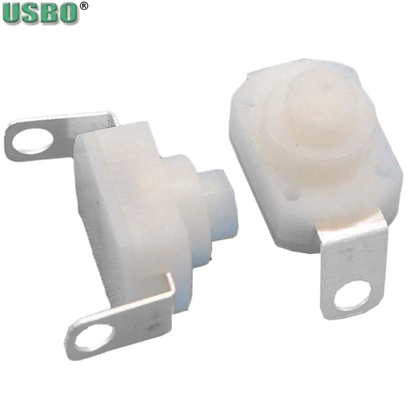 

White Black 100pcs YT1208 copper 1A 30V DC 250V AC Elbow Pins ON OFF mini Tail torch flashlight Selflock push button switch