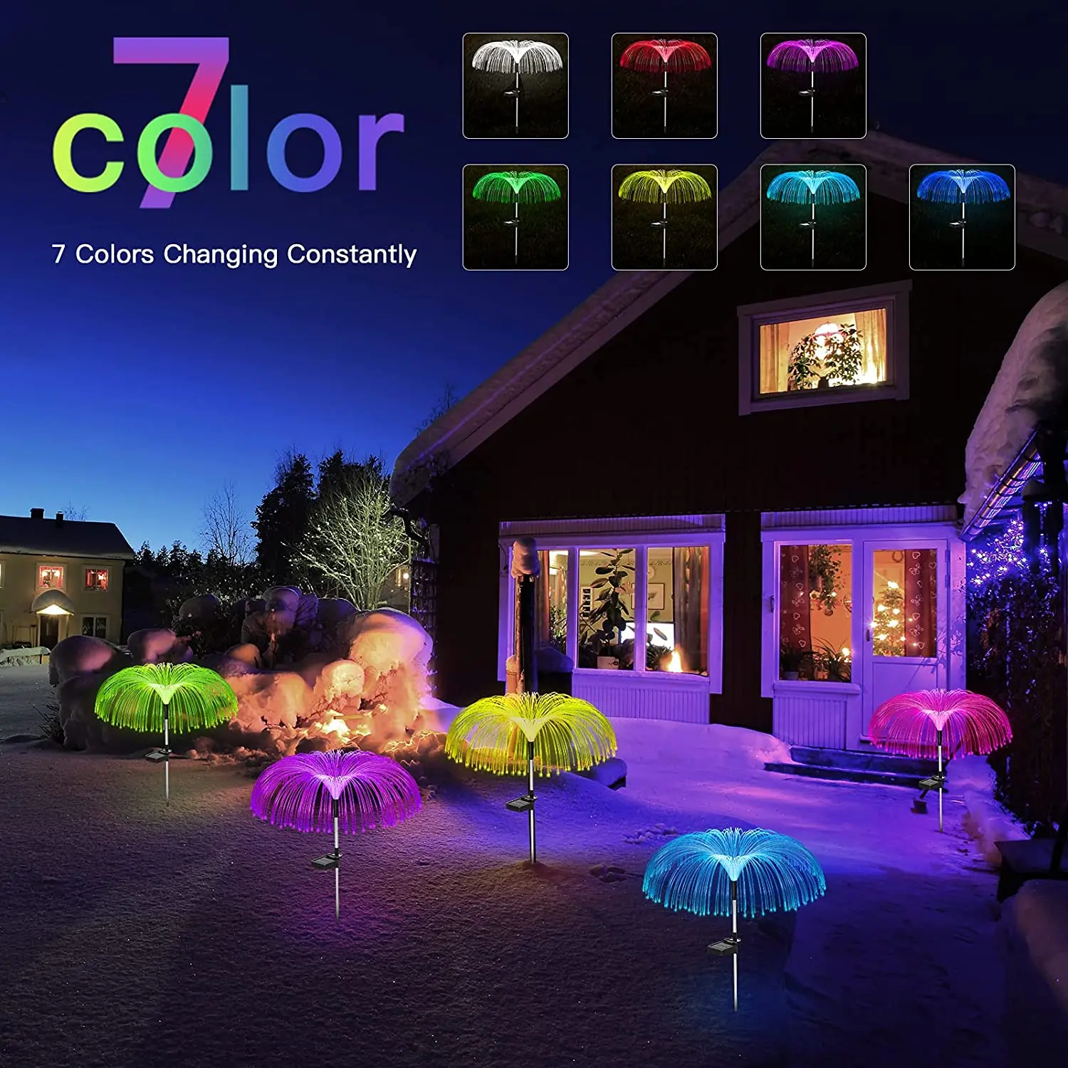 

Светодиодная Медуза RGB на солнечной батарее, декоративное освещение для газона, водонепроницаемые уличные фонари для украшения сада, патио, светящиеся цветы для дорожек
