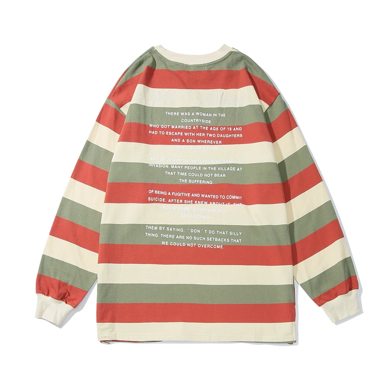Мужские футболки с длинным рукавом в винтажном стиле полоску из чистого хлопка