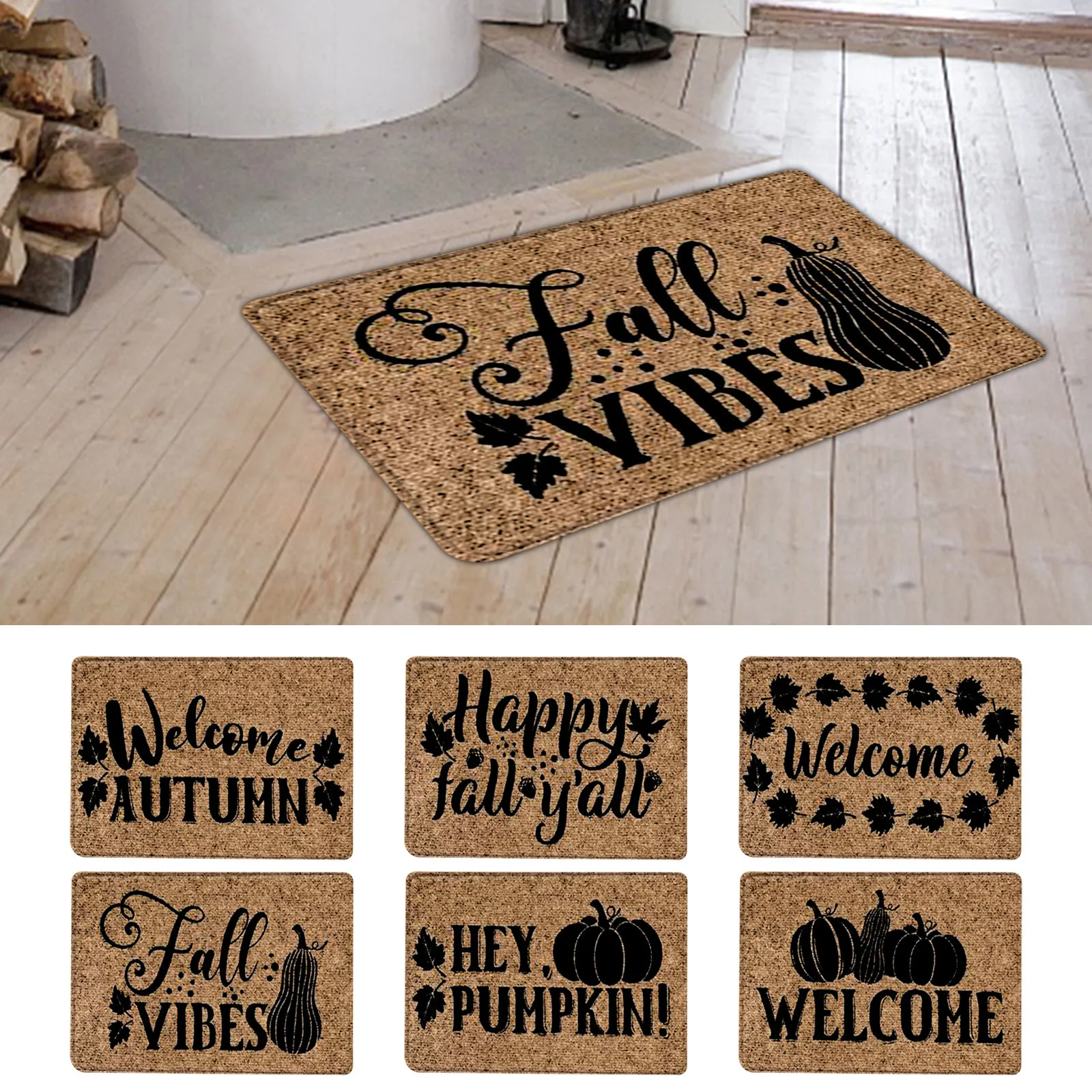 

Thanksgiving Non-slip Creative Doormat Christmas Floor Table Coffee Mat Bedroom Pumpkin Printed Doormat Kitchen Mat Accessories