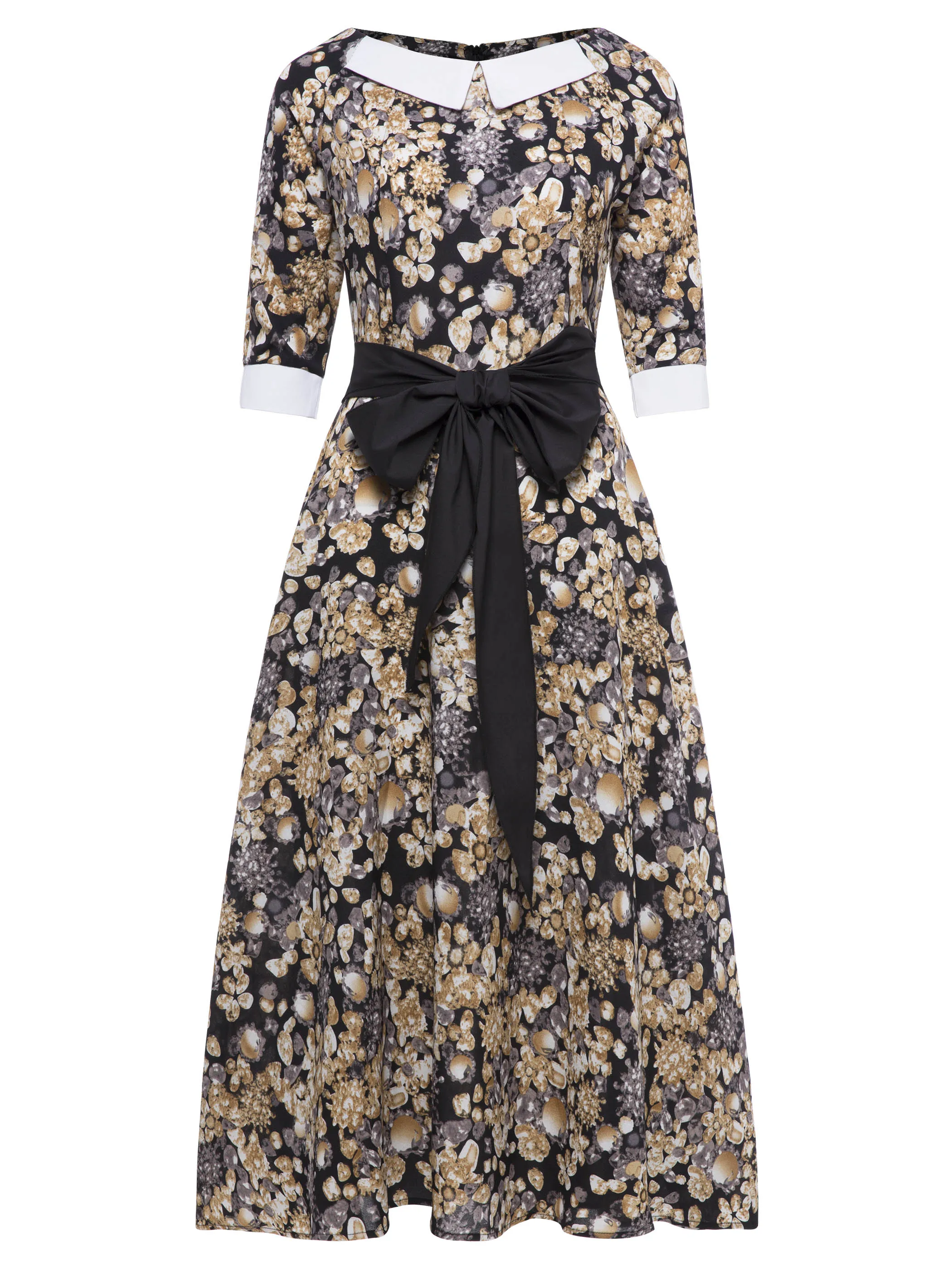 Винтажные женские платья миди размера плюс с принтом цвета хаки повседневные