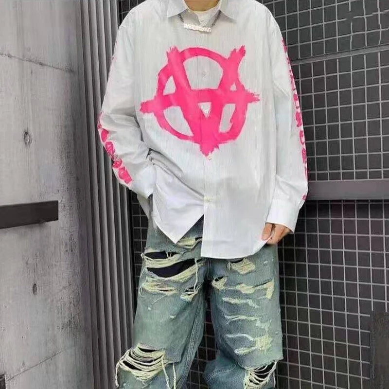 

Anti War Logo Letter Printing Men Women White VETEMENTS Long Sleeve Shirt