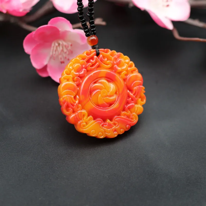 Ожерелье с подвеской в виде цветка летучая мышь из натурального красного желтого