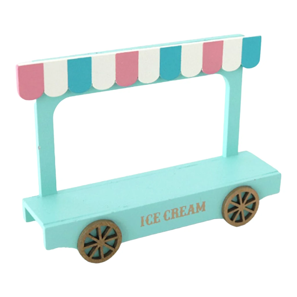 

Miniature Furniture Hand-painted Ice Cream Van Cart Playset Role Play Toy