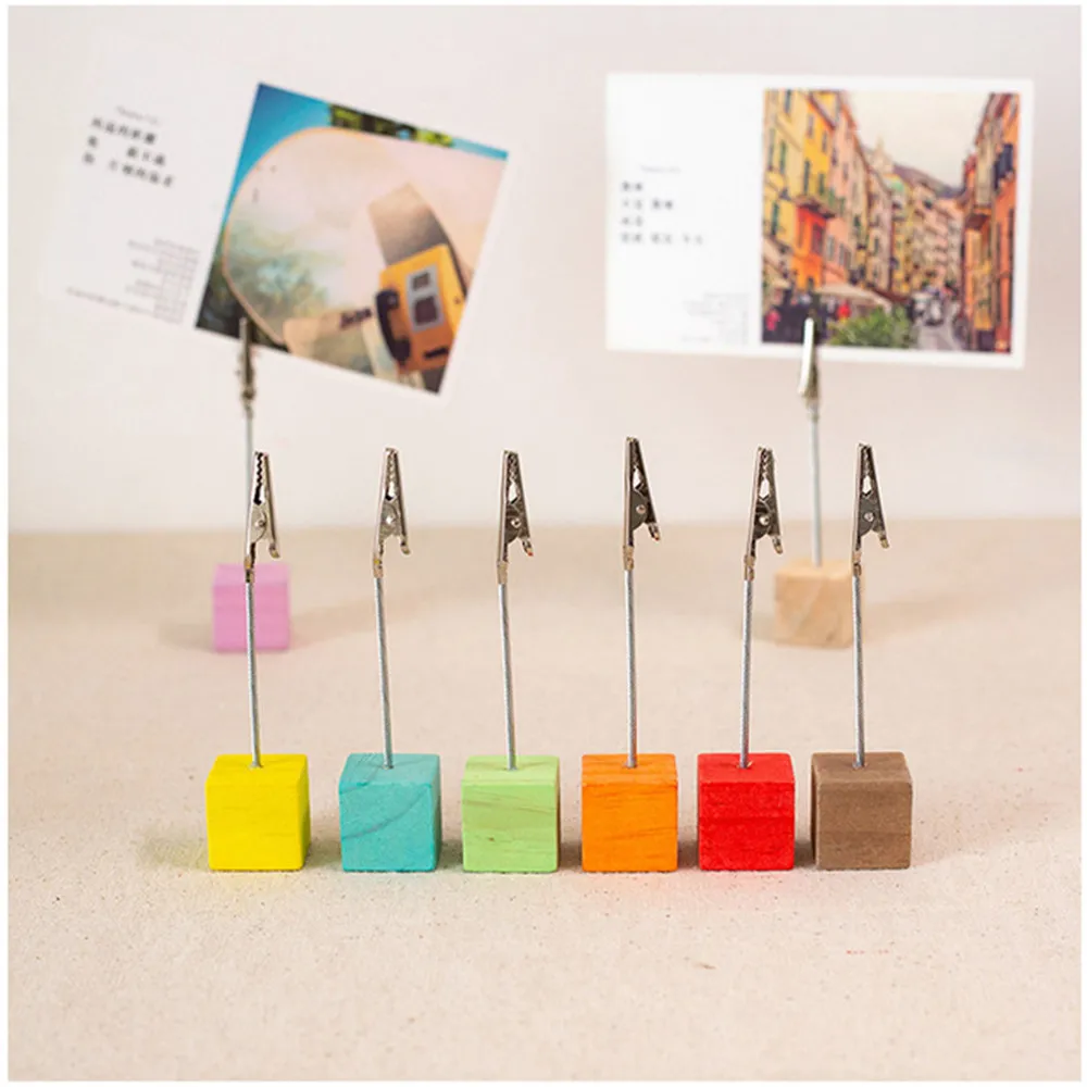 2 шт. цветной деревянный куб для заметок зажим держатель карт Железный Держатель