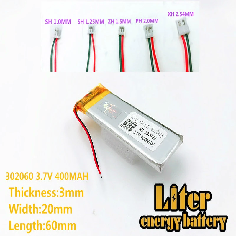 Полимерный аккумулятор 400 mah 3,7 V 302060 352060 302055 умный дом литий-ионный аккумулятор для dvr gps mp3 mp4 SONY md 10 батарея