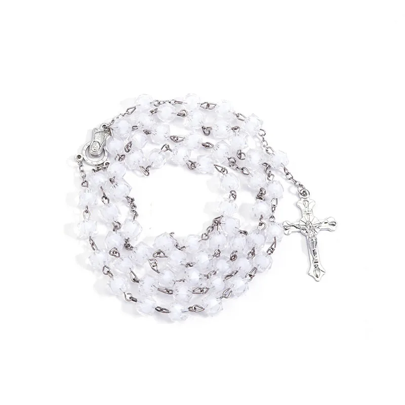 Новый стильный Кристалл крест ожерелье из бисера. Синий кристалл четки бусин