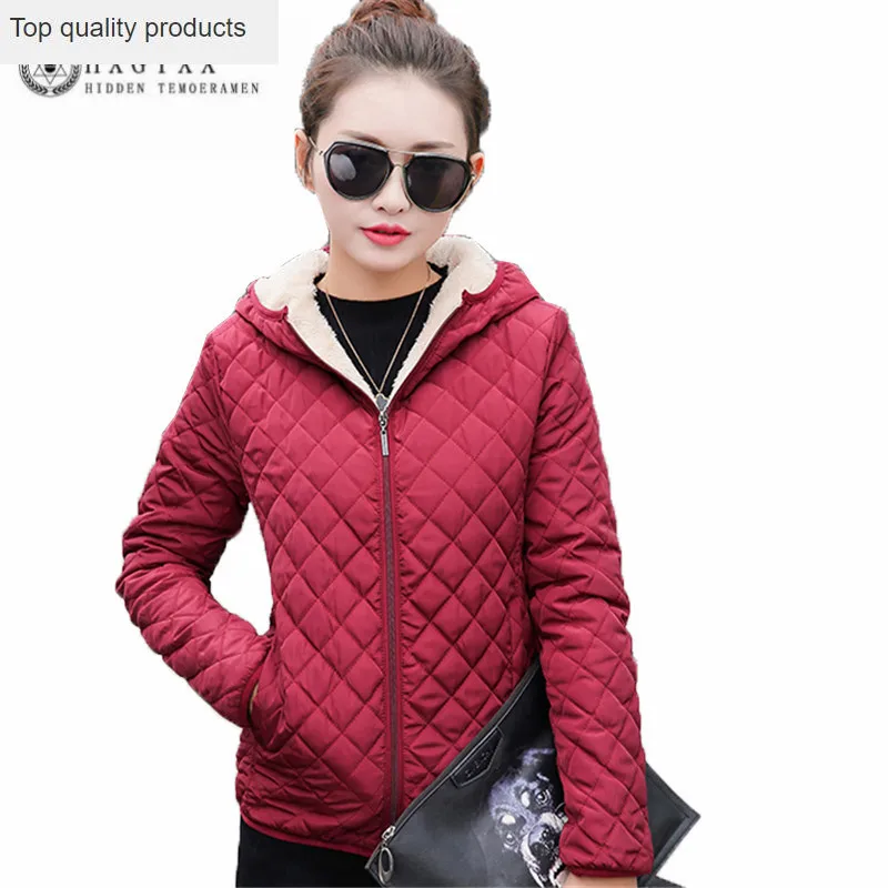 

Fashion Leisure Thicken Women Short Cotton Coat New Lambs Wool Winter Outerwear Long sleeve Hooded small Wadded jacket ZX0049