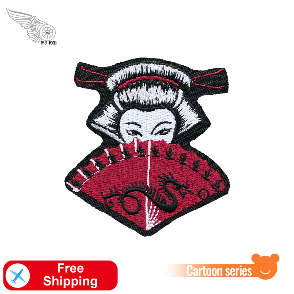 Японская культура искусственная вышивка гейши нашивки для одежды дешевые